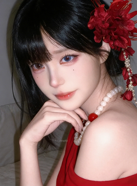 超仙红色花朵流苏发夹