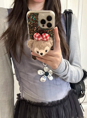 韩系银色五瓣花朵吊坠项链女夸张长款挂脖链复古小众设计锁骨链