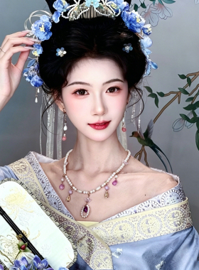 新中式古风璎珞紫色项链女
