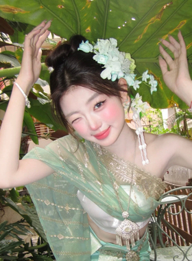 超仙氛围绿色铃兰花流苏发夹女