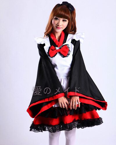 和服振袖女仆装 巫女装 COSPLAY女装 洛罗丽塔洋装 和风女仆装萌 - 图2