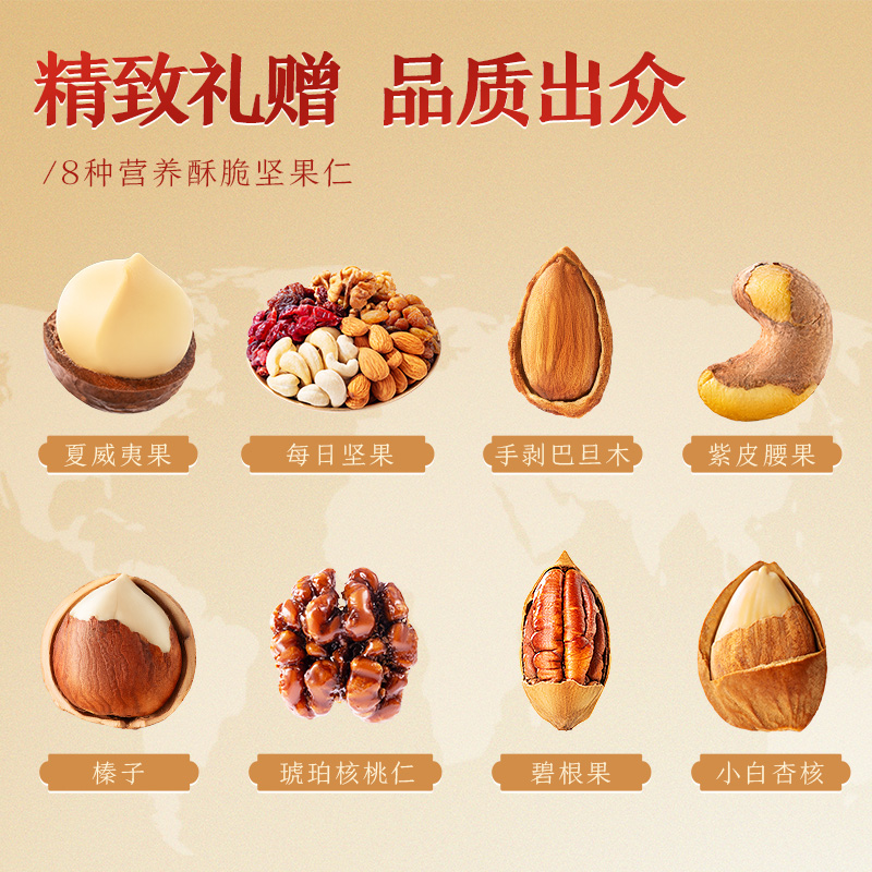 【三只松鼠_坚果炒货大礼包1305g/7件】欢乐礼送中秋送礼礼盒零食