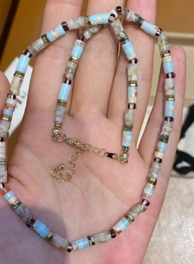 【限时折扣】现货 张俪同款waki项链邦迪清晨天然玉石度假感串链