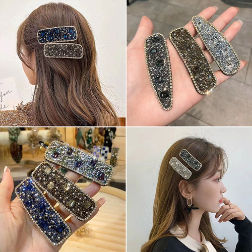 水晶发夹女边夹侧边刘海前额碎发卡新款高级水钻夹子头饰卡子bb夹 - 图2