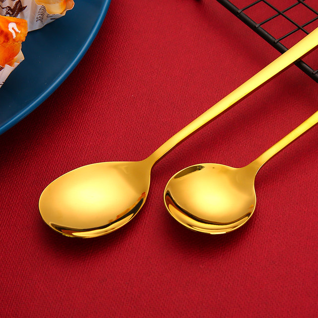 Thickened stainless steel zodiac gold spoon
