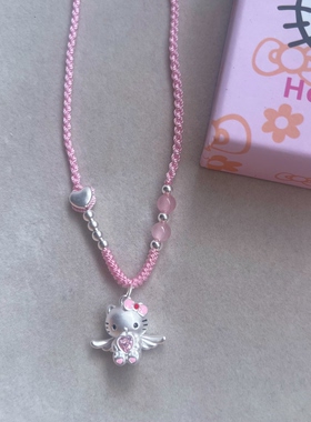 999足银天使HelloKitty猫纯银项链女轻奢小众送女友闺蜜儿童六一
