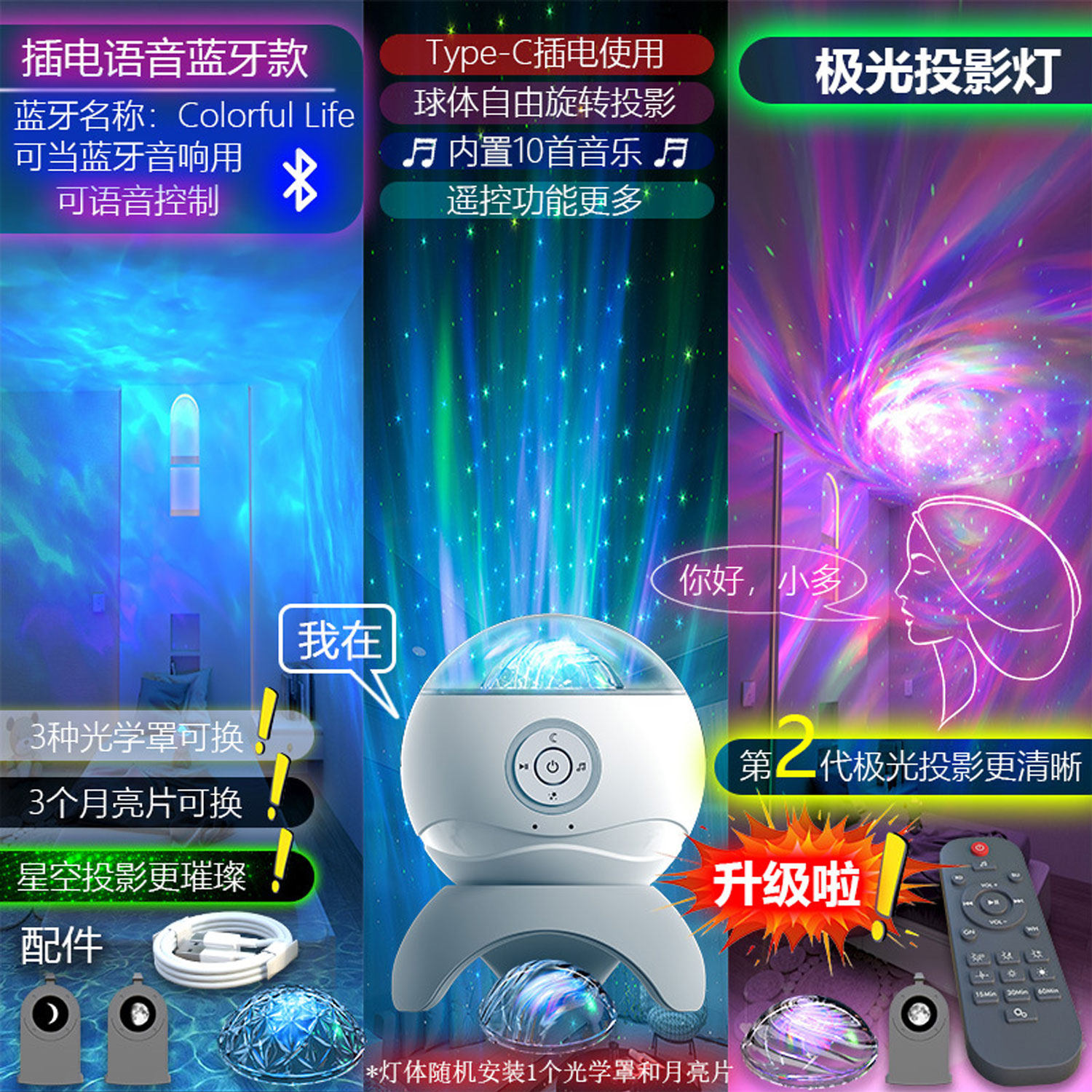 星空氛围灯梦幻投影北极星光卧室客厅满天星智能语音控制蓝牙音箱,淘宝优惠券,粉丝福利购,淘宝优惠卷