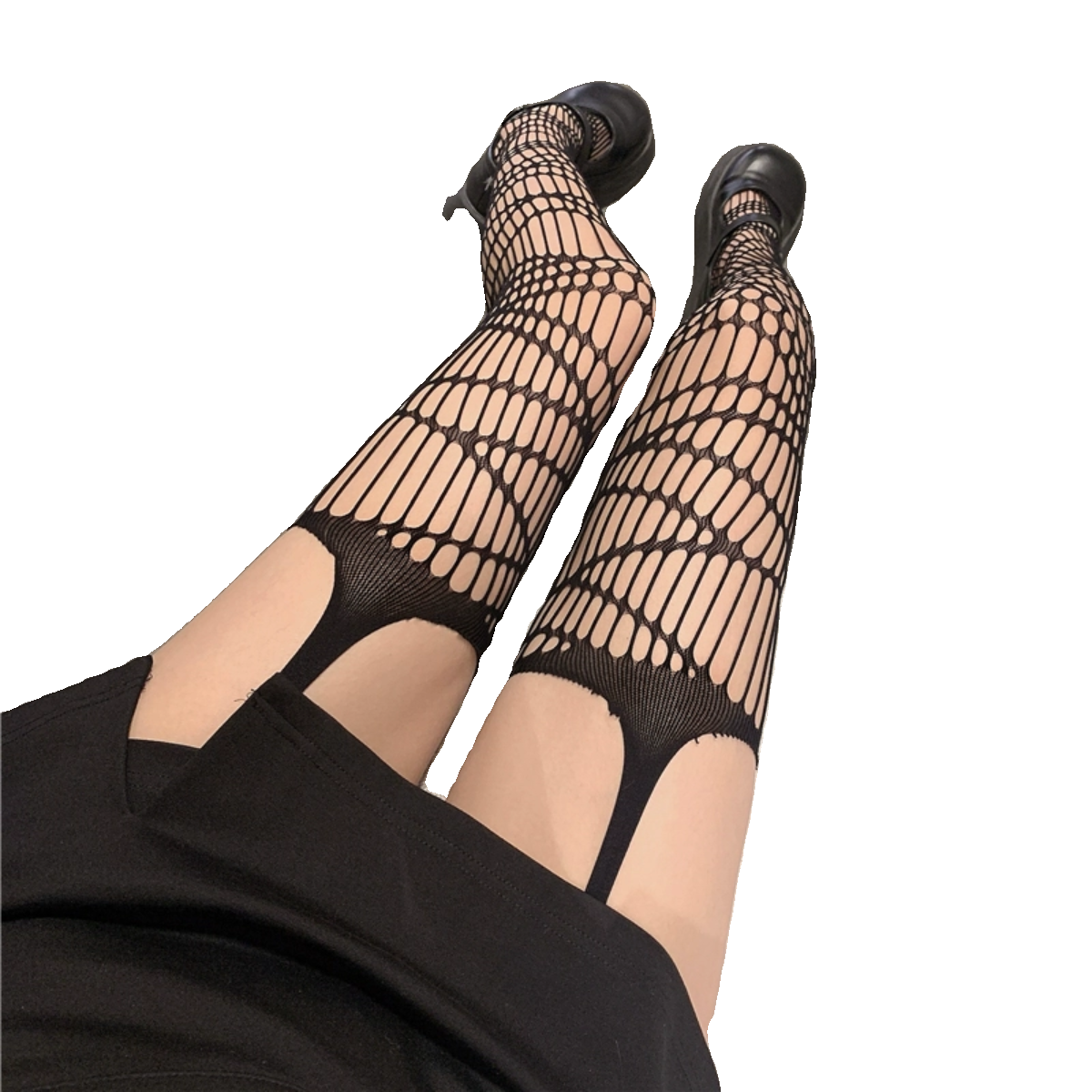 辣妹渔网袜吊带袜破洞一体镂空性感黑丝袜ins网红同款暗过膝袜女,淘宝优惠券,粉丝福利购,淘宝优惠卷
