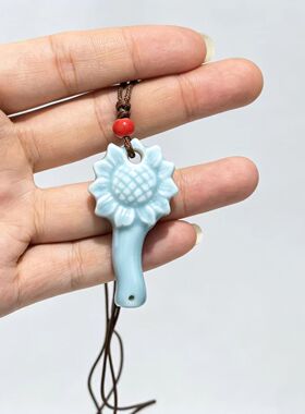 向日葵陶瓷口哨项链可吹响森系