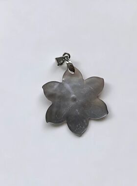 黑贝壳花朵波西米亚风吊坠项链