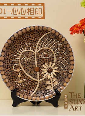 圆盘藤木工艺品婚庆台面装饰摆件