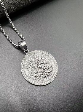 乔治屠龙骑士吊坠项链镀金