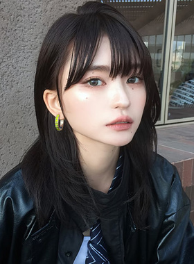 CANFEN适合春天的绿色字母耳环女