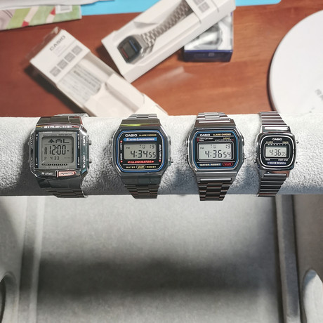 Japanese Casio small square watch small silver watch student retro  waterproof electronic watch men and women