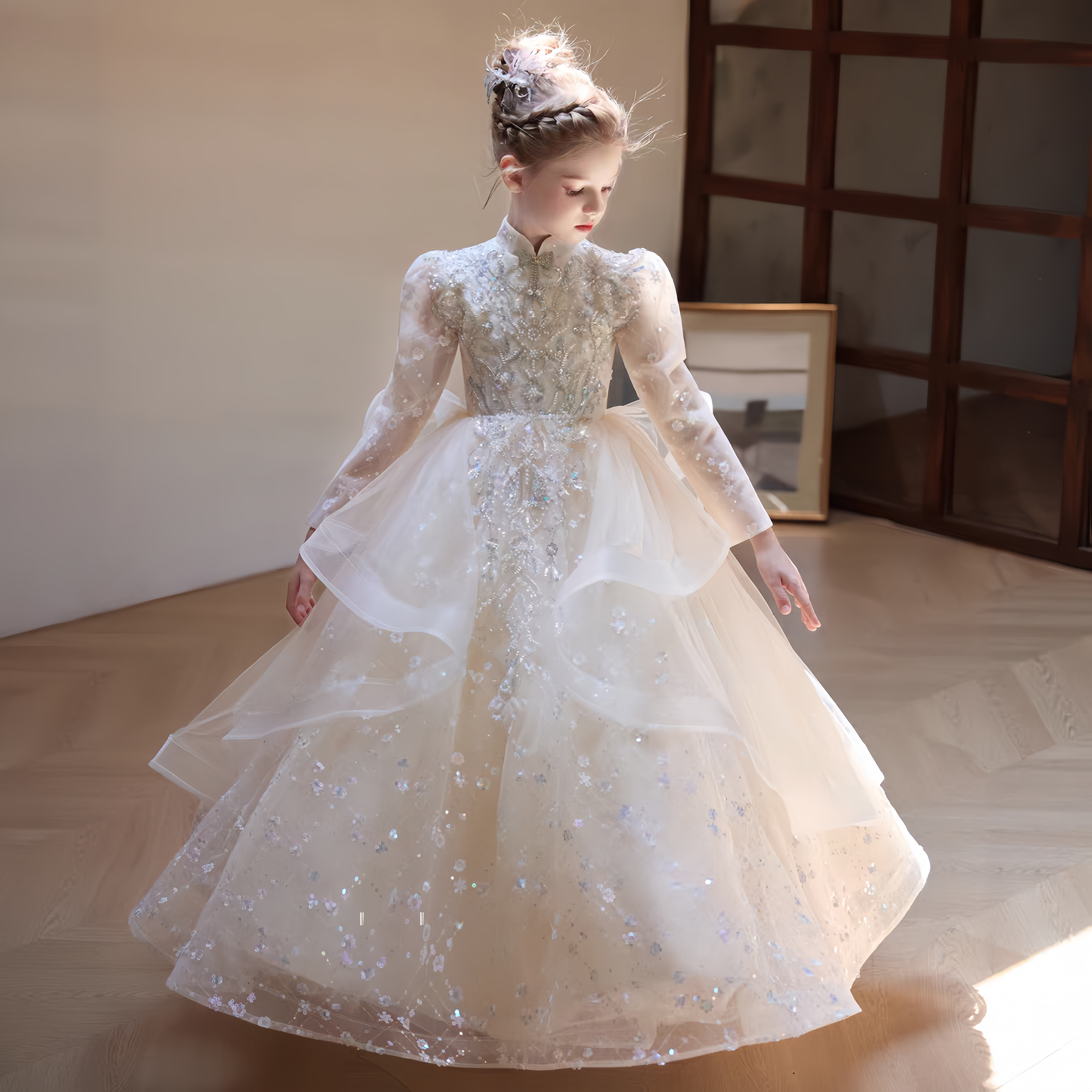 女童生日晚礼服公主裙花童婚礼女孩婚纱高端钢琴演出服儿童主持人,淘宝优惠券,粉丝福利购,淘宝优惠卷