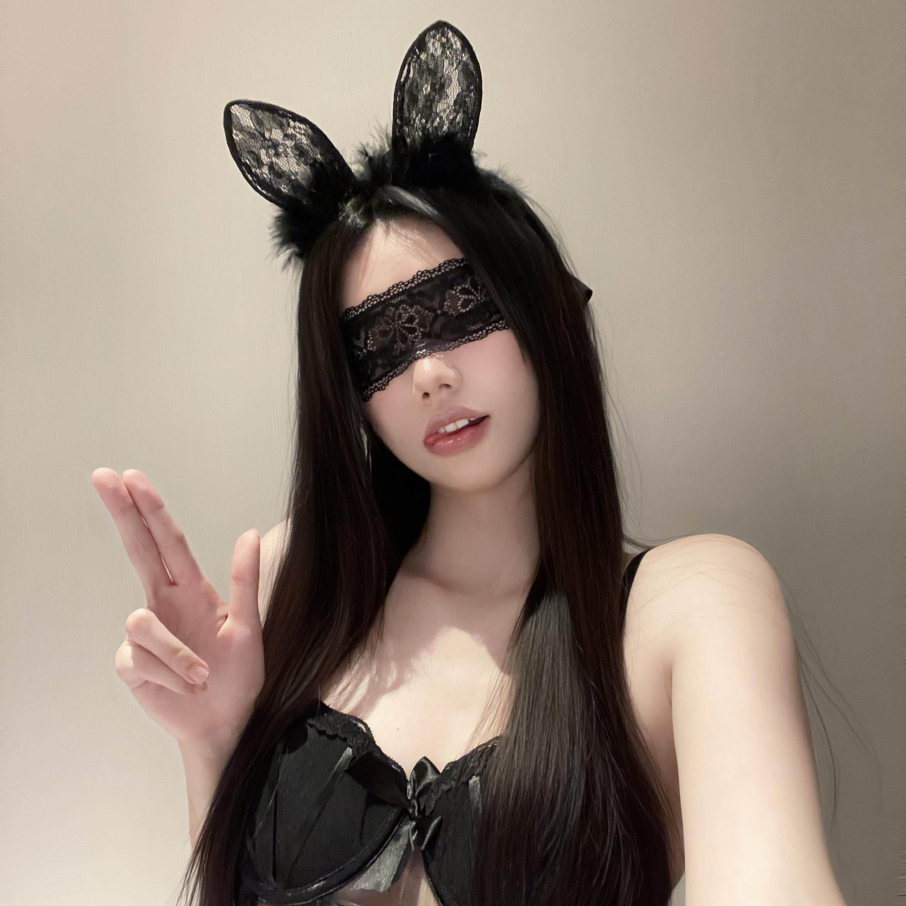 猫耳朵发箍情调眼罩面纱禁欲系头饰性感蕾丝边兔耳朵COS网红发饰,淘宝优惠券,粉丝福利购,淘宝优惠卷