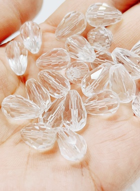 透明玻璃珠子通孔水滴珠滴水形状吊坠仿水晶吊坠挂件diy装饰材料