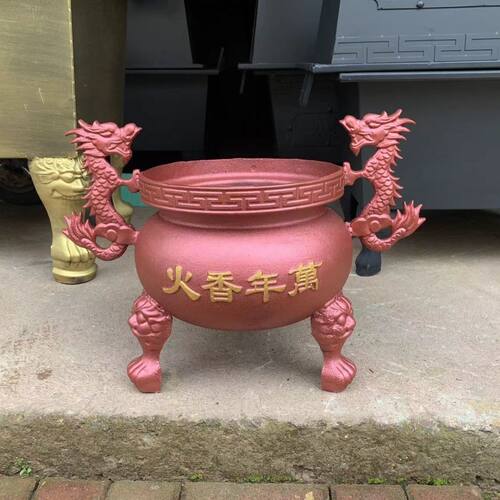 香炉寺庙铸铁圆形香炉烧插香炉香炉铸铁鼎道寺庙烧上香大号铸铁 - 图0