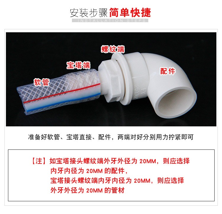 PVC外牙宝塔接头 内外丝宝塔接头UPVC宝塔水咀塑料外螺纹软管接头