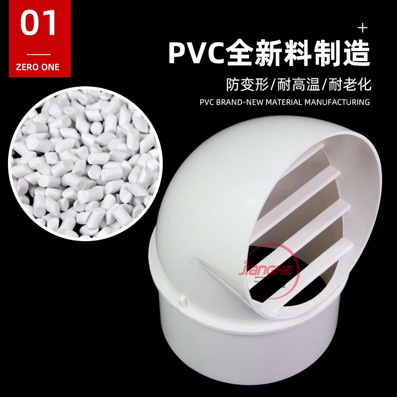 PVC风帽 一体通风口110油烟机160外墙出风口排气防雨罩透气帽塑料 - 图1