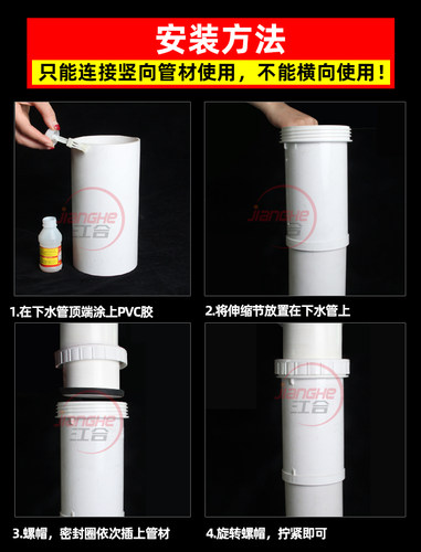 PVC加长伸缩节110排水管160螺纹抢修快接50三通接头75下水管配件 - 图0