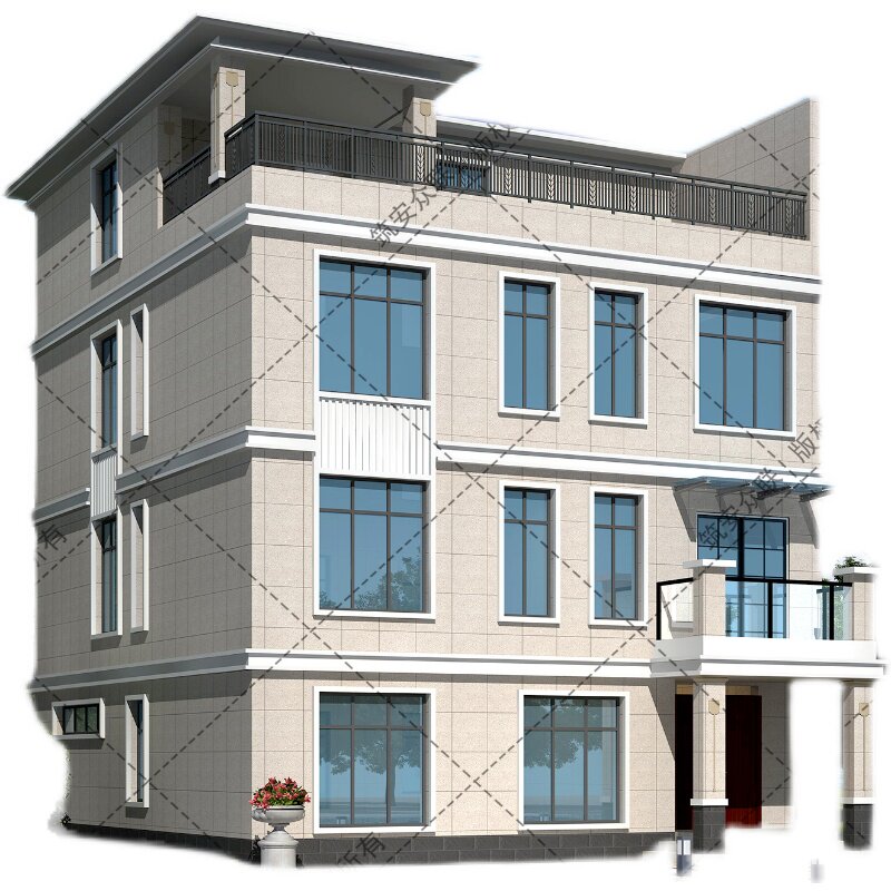 别墅三层半农村自建房实惠简欧图纸包邮建筑结构水电施工图B587_虎窝淘