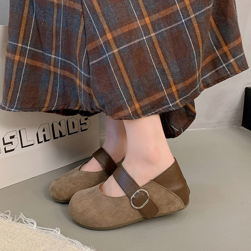 小众皮带扣平底珍鞋女鞋2025年秋季复古豹纹软底玛丽浅口单鞋女 - 图2