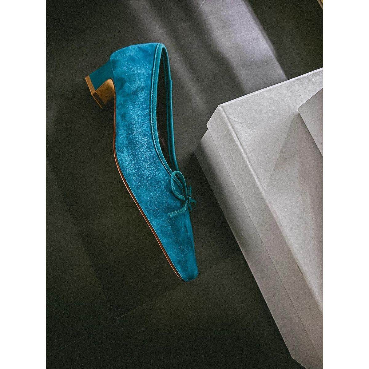 氛围感蓝色浅口粗跟玛丽珍单鞋2026年新款温柔方头蝴蝶结高跟鞋女,淘宝优惠券,粉丝福利购,淘宝优惠卷