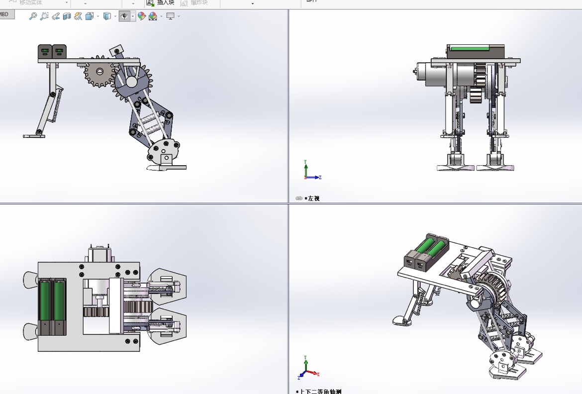 仿生青蛙跳跃机器人三维SW模型设计solidworks建模图纸3D数据素材 - 图2