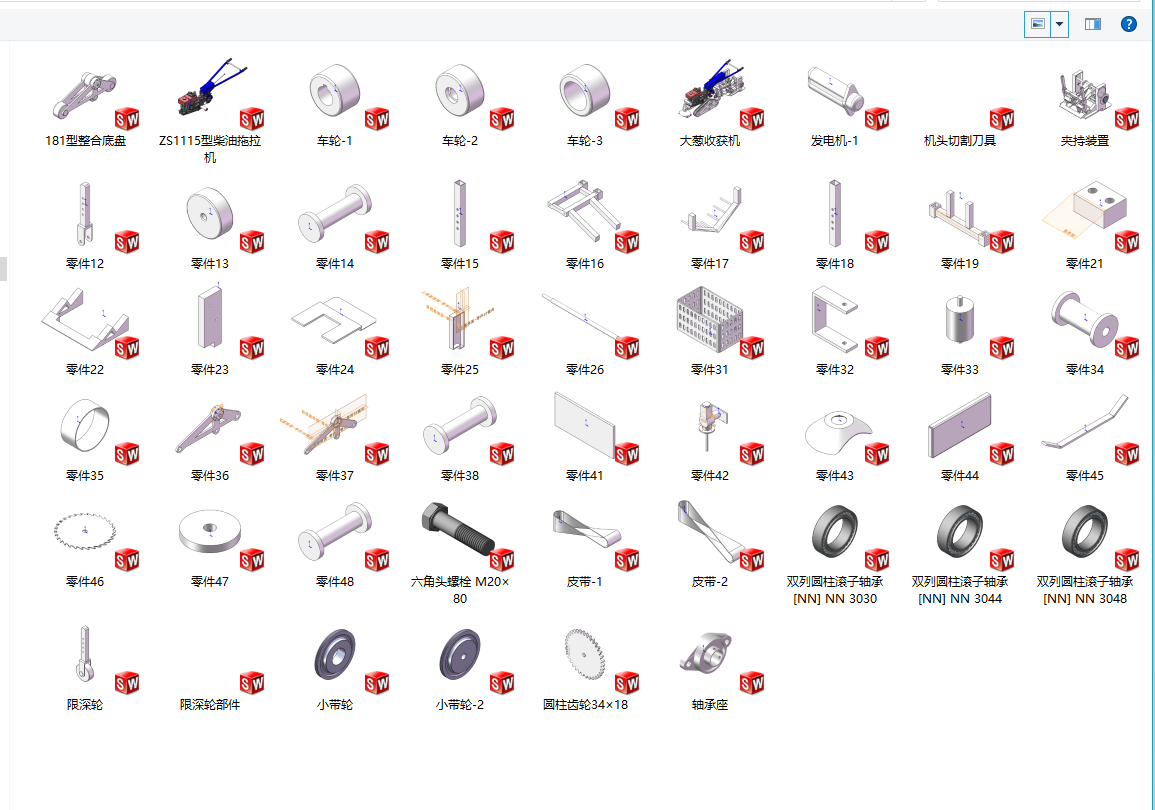 大葱收获机模型三维SW图纸设计solidworks建模3D文件参考素材-图1