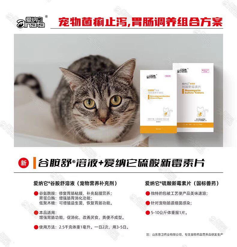 爱纳它克痢肽升级版谷胺舒溶液狗狗猫咪大便不成形稀便软便果冻拉