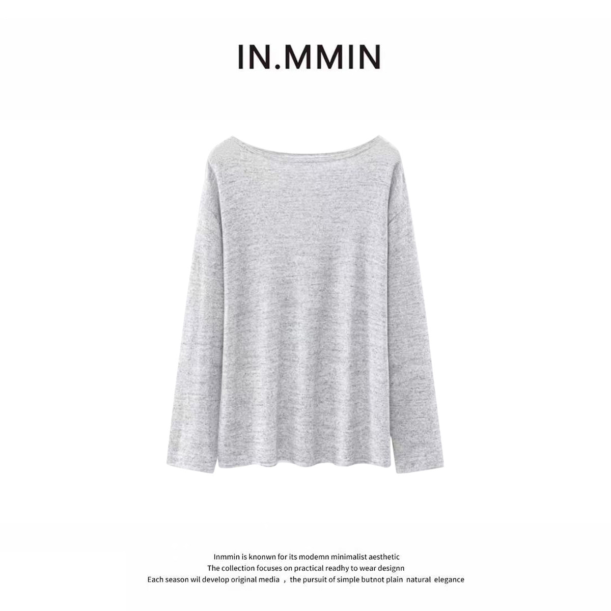 INMMIN 和纸纱慵懒风圆领宽松显瘦套头长袖防晒罩衫-zz1098