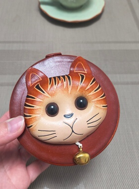 手工真皮猫咪可爱首饰收纳盒