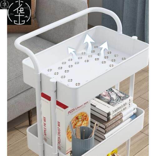 3-Tier Rolling Utility Cart Metal Storage Organizer Lockable - 图2