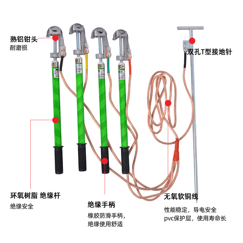 JDX-WS 0.4KV低压户外挂钩螺旋压紧式接地线猴头接地棒400v接地线 - 图0