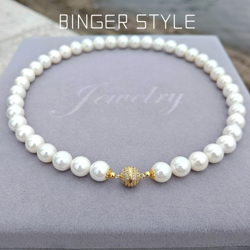 2025年新款天然有核海水珍珠项链女倪妮同款Akoya极光气质锁骨链 - 图0