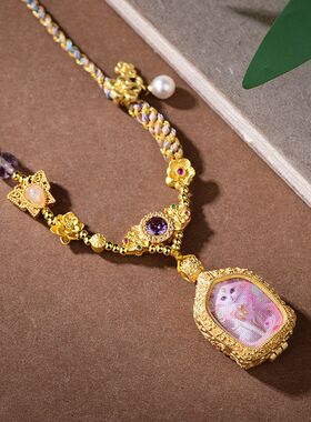 新中式藏式吊坠绳唐卡扎基拉姆狐仙手工编织挂件绳民族风女项链绳