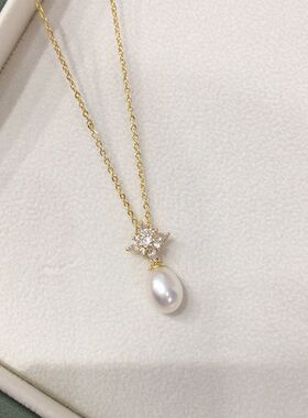 诸暨源产地天然淡水珍珠水滴形珍珠项链星光吊坠首饰跨境货源批发