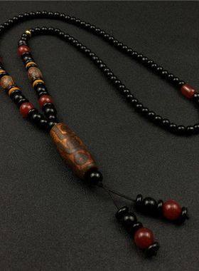 复古天珠吊坠项链民族风装饰挂件九眼天珠礼盒套装直播会销礼品