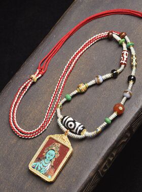 藏式文玩唐卡扎基拉姆绿度母佛牌