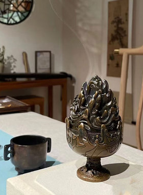 新中式样板间桌面香薰托盘摆件宋代美学售楼处展厅香炉收纳盘装饰