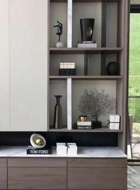 轻奢样板间酒柜组合摆件售楼处水吧创意酒具酒杯咖啡壶高级感搭配