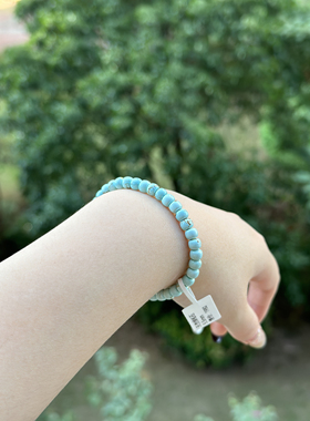 天然湖北原矿高瓷网花绿松石 5.5mm珠收藏级手串