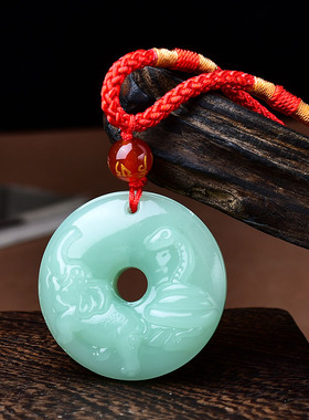 祥安灵阁鸿运相依吊坠翡翠玉属牛2026年吉祥物男女生肖牛佩戴挂件