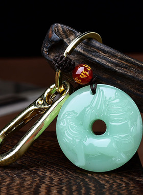 淘运开阁吉狮赐桃翡翠玉吊坠2026年属猴吉祥佩戴物男女生肖猴项链