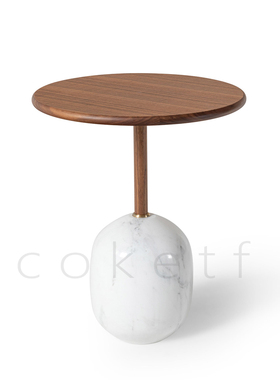 Bottini丹麦极简圆形小茶几现代北欧简约天然大理石边几沙发角几