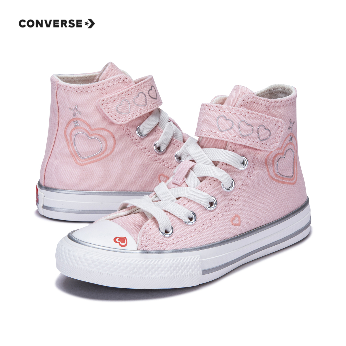 converse匡威儿童鞋女童高帮爱心帆布鞋2024夏季新品A09119C - 图3