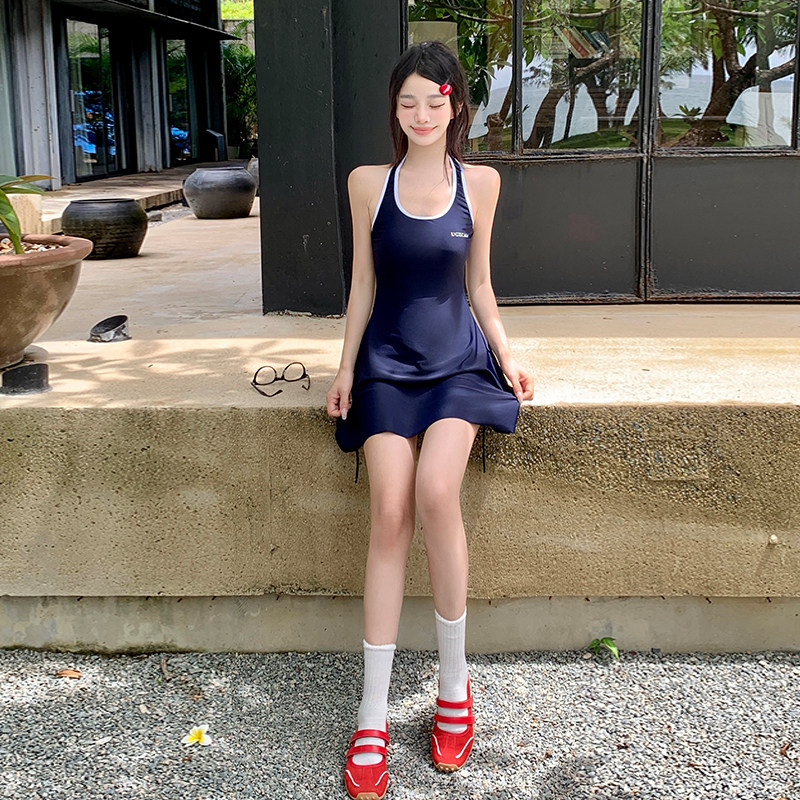 连体裙式泳衣女可抽绳边款式泳装泡温泉性感仙女范温泉度假显瘦,淘宝优惠券,粉丝福利购,淘宝优惠卷