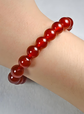 8A级天然红玛瑙本命年红色手链