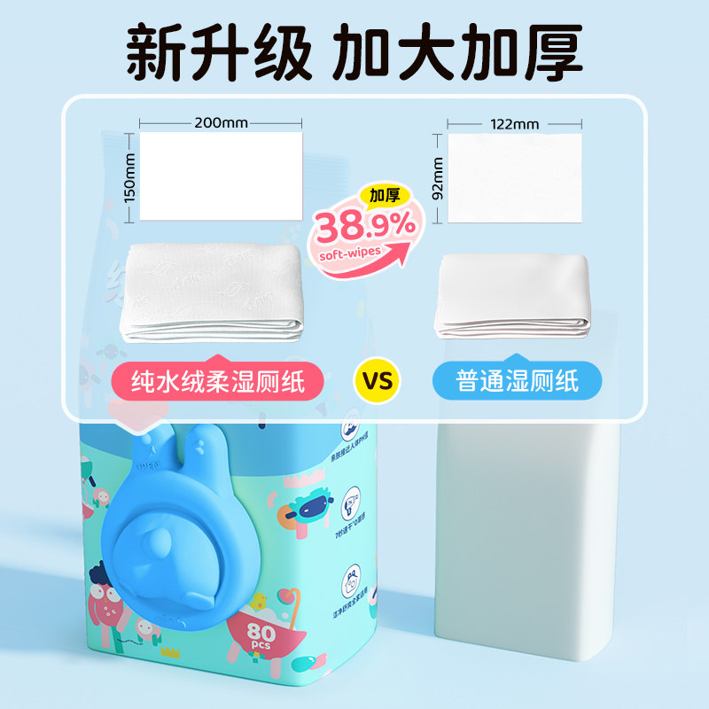 【3大包】怡恩贝绒柔湿厕纸80抽家用擦屁屁加大加厚亲肤壁挂洁厕,淘宝优惠券,粉丝福利购,淘宝优惠卷
